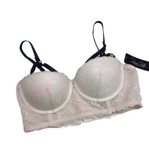 NWT Rene Rofé Bra Push Up 34B As Is Beige Black Pink Barbie Lace Sexy Soft Girl